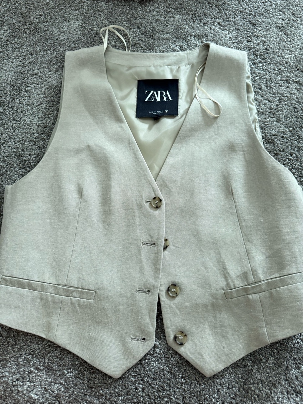 ZARA Women's Light Beige Tailored Vest